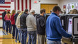A group of people vote at a polling station for the 2024 United States elections