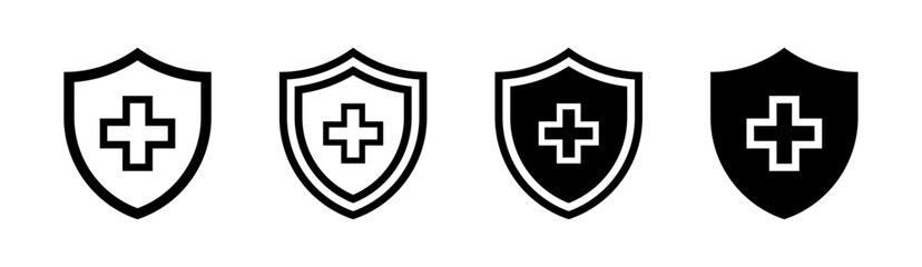 Wall Mural - Shield with cross icon set