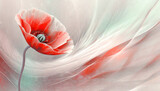 Fototapeta Kwiaty - Tapeta z motywem kwiatowym, czerwony Mak. Tapeta, dekoracja, abstrakcja. Generative AI