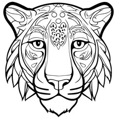 Wall Mural - Jaguar Head SVG Black and White Illustration Art Generative AI.