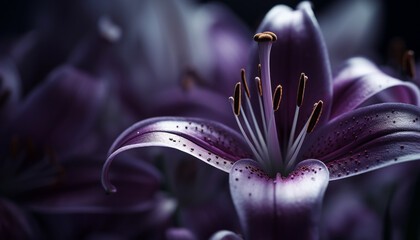 Poster - Close up of a purple flower, showcasing the beauty in nature generated by AI