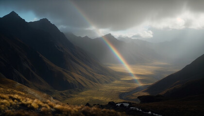 Poster - Majestic mountain peak, nature beauty in tranquil scene generated by AI