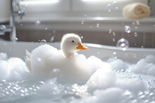A Little Duck In A Bath With Soap Bubbles National Bubble Bath Day Ai Generative