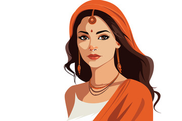 Wall Mural - indian bharat woman vector flat minimalistic isolated vector style illustration