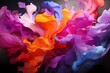 Intense magenta and fiery orange liquids collide, creating a vivid and dynamic abstract composition that ignites the senses with its explosive energy