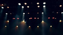 Atmosferic Stage Light From Spotlights Lightning And Flashing During The Concert Or Show
