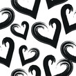 © Ольга Бабич - valentines day seamless pattern consisting of hearts in grunge style in black color for wrapping, textile or banner
