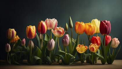 Poster - Vibrant tulip blossom, a gift of nature colorful springtime celebration generated by AI