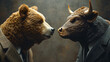 © Muhammad Irfan - bull market vs break market, bull vs bear market, crypto finance forex stock market bull fighting the bear