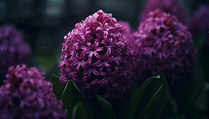 Sticker - Close up of a purple flower head, showcasing its beauty in nature generated by AI