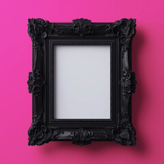 picture frame mockup on a bright pink wall