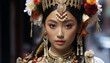 Young woman in traditional clothing exudes elegance and beauty generated by AI