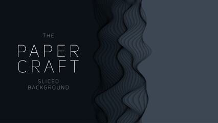 Wall Mural - dark paper layers. 3d abstract gradient papercut. colorful origami shape concept