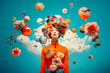 © ADDICTIVE STOCK - Surreal Woman with Whimsical Thoughts Floating Around Generative AI image