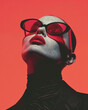 © ADDICTIVE STOCK - Bold fashion portrait with striking red accents. Generative AI image