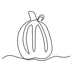 Wall Mural - continuous single line art pumpkin