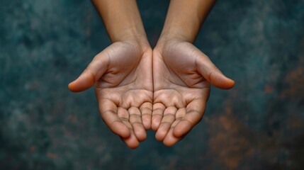 Wall Mural - A close up of a person's hands with their palms open, AI