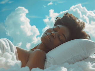 Wall Mural - A beautiful young woman sleeping very comfortably. 