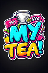 Sticker - A sticker with the words my tea on it, AI