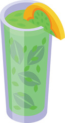Sticker - Smoothie kiwano fruit icon isometric vector. Green plant. Farm eco dessert