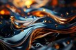 Lustrous copper and midnight blue liquids colliding, creating a dramatic and impactful HD wallpaper