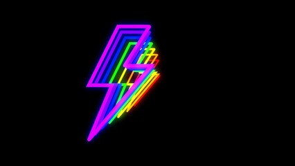 3D Colorful Neon Lightning Bolt Icon Animation