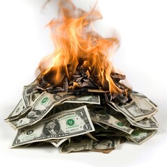 Pile of burning money, AI generated Image