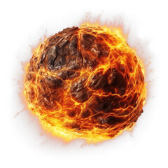 Wall Mural - Burning Asteroid Isolated on Transparent Background
