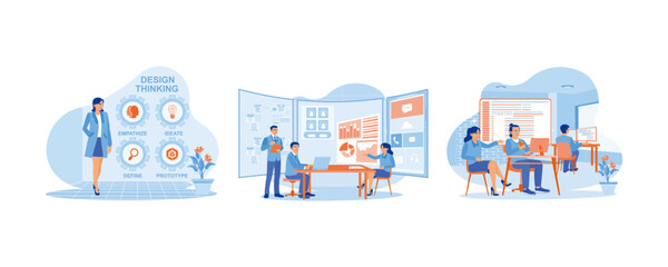 Wall Mural - app devs concept. develop ui and ux designs for mobile applications. brainstorm ui and ux design. di