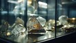 © Justlight - Closeup of a cracked glass display case, holding fragile artifacts from the sites past.