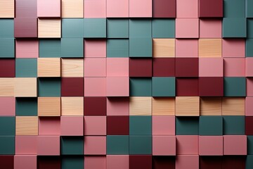 Aufkleber - A visually captivating wall comprised of numerous blocks in varying colors, creating a mosaic-like effect that is both intricate and striking