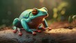 Frog, in forest, colorful, no watermark, no signature, in forest, 8k,