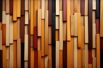 Poster - Vertical wooden striped acoustics panels wallpaper background texture