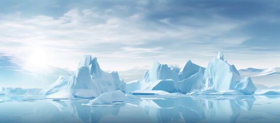 Wall Mural - Frozen Serenity: Captivating Arctic Iceberg Reflecting Pristine Nature and Cold Waters