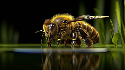 Sticker - bee on a leaf