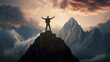 © Jess rodriguez - A silhouette of a man at the mountain peak, arms raised in celebration of reaching the summit.