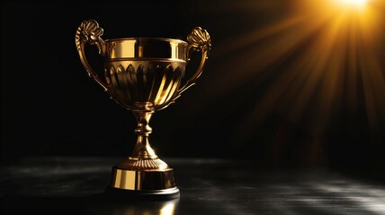 Wall Mural - Golden trophy illuminated with a warm backlight, creating a dramatic effect