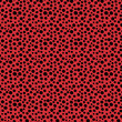 Seamless vector repeat pattern with ditsy black dots on red, ladybug ladybird texture. Simple versatile backdrop for festive dramatic holiday packaging and more.