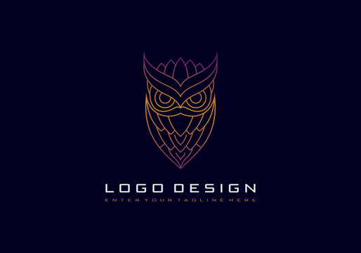 premium vector line art owl logo design
