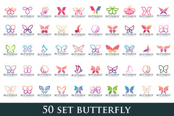 Wall Mural - set of creative abstract butterfly logo design. Vector illustration