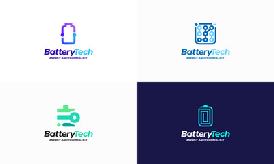 Wall Mural - Set of Battery Technology Logo designs concept vector, Battery energetic ring to convey movement and dynamism.