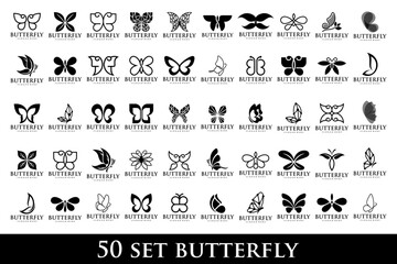 Wall Mural - set of creative abstract butterfly logo design. Vector illustration