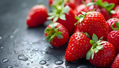 Wall Mural - Strawberry fruit selected from background