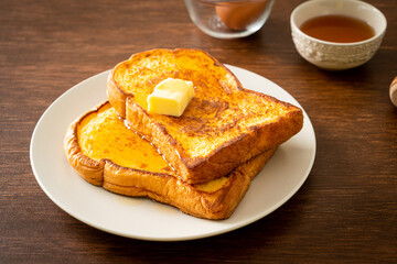 Canvas Print - French toasted with butter and honey