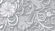 a white background with floral motifs, in the style paper cut art, spirals and curves, light gray and white, vectorial art, in the style flat colors, generative ai