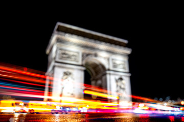 Canvas Print - Paris in motion blur for background