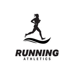 Sticker - Running Girl silhouette Logo Design