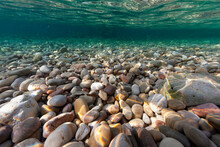 Pebbles Beach Rocks Colour Depth Stone Underwater Uw River Sand Minorca Balear Island Spain Wonderful Crisp Sharp
