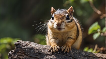 Wall Mural - chipmunk on a tree