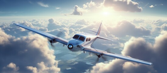Wall Mural - Aircraft soaring over cloud cover.